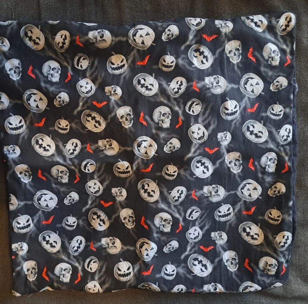 Halloween Skull and Pumpkin Throw Pillow Cover - Picture 2 of 3